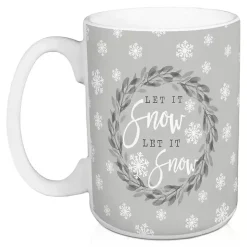 Gray Let it Snow Christmas Mugs, Set of 2