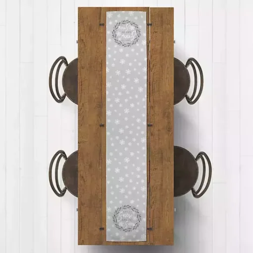 Gray Let It Snow Table Runner, 90 in.