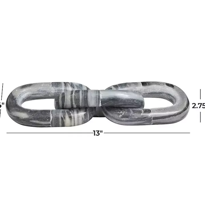 Gray Marble 3-Link Chain Sculpture