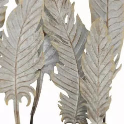 Gray Metal Distressed Feathers Sculpture with Base