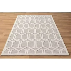 Gray Raised Honeycomb Indoor/Outdoor Area Rug, 7x9