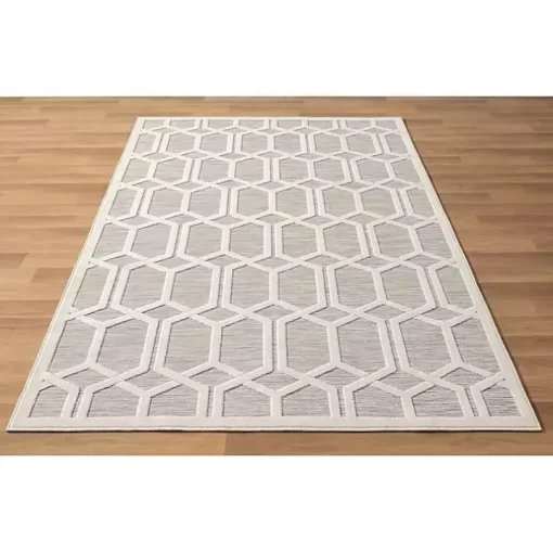 Gray Raised Honeycomb Indoor/Outdoor Area Rug, 7x9