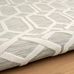 Gray Raised Honeycomb Indoor/Outdoor Area Rug, 7x9
