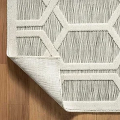 Gray Raised Honeycomb Indoor/Outdoor Area Rug, 7x9