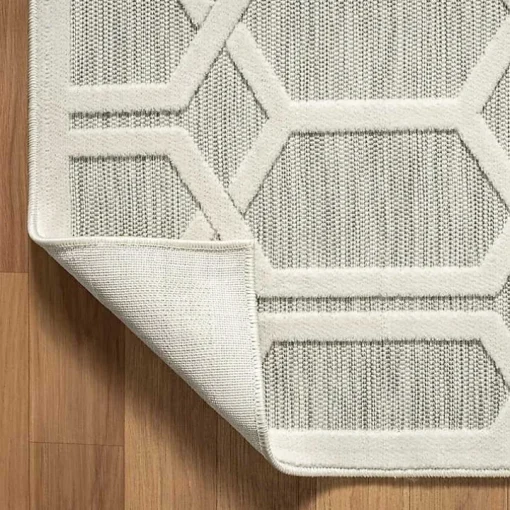 Gray Raised Honeycomb Indoor/Outdoor Area Rug, 7x9
