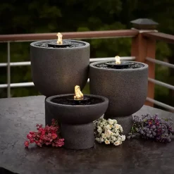 Gray Resin Pedestal Outdoor Fountain, 8 in.