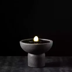 Gray Resin Pedestal Outdoor Fountain, 8 in.