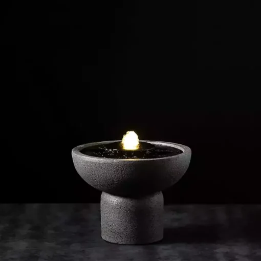 Gray Resin Pedestal Outdoor Fountain, 8 in.
