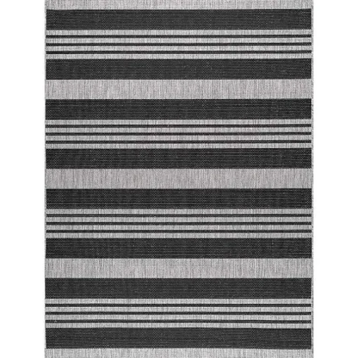 Gray Robin Stripe Outdoor Rug, 5x8