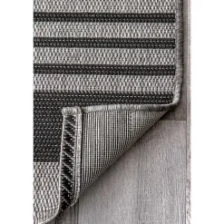 Gray Robin Stripe Outdoor Rug, 5x8
