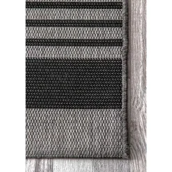 Gray Robin Stripe Outdoor Rug, 5x8