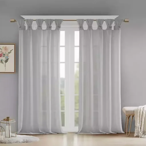 Gray Rosette Tab Top Curtain Panel, 63 in.