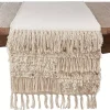 Gray Sequin Fringe Cotton Table Runner