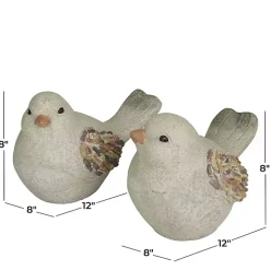 Gray Textured Bird Statues, Set of 2