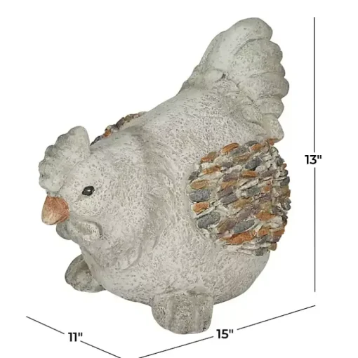 Gray Textured Chicken Statue