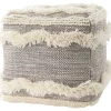Gray Tufted Chevron Cube Pouf