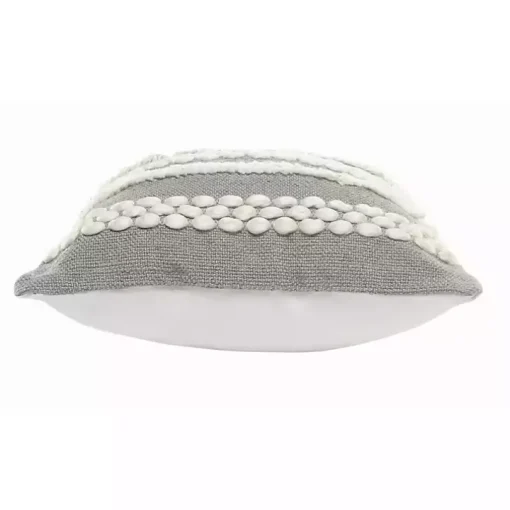 Gray Tufted Indoor/Outdoor Pillow