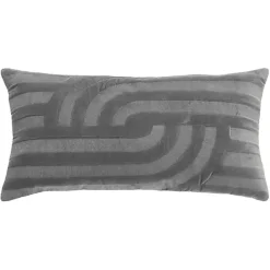 Gray Velvet Abstract Stripe Lumbar Pillow