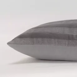 Gray Velvet Abstract Stripe Lumbar Pillow