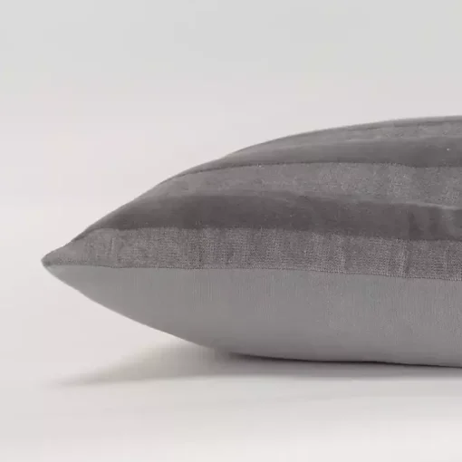 Gray Velvet Abstract Stripe Lumbar Pillow