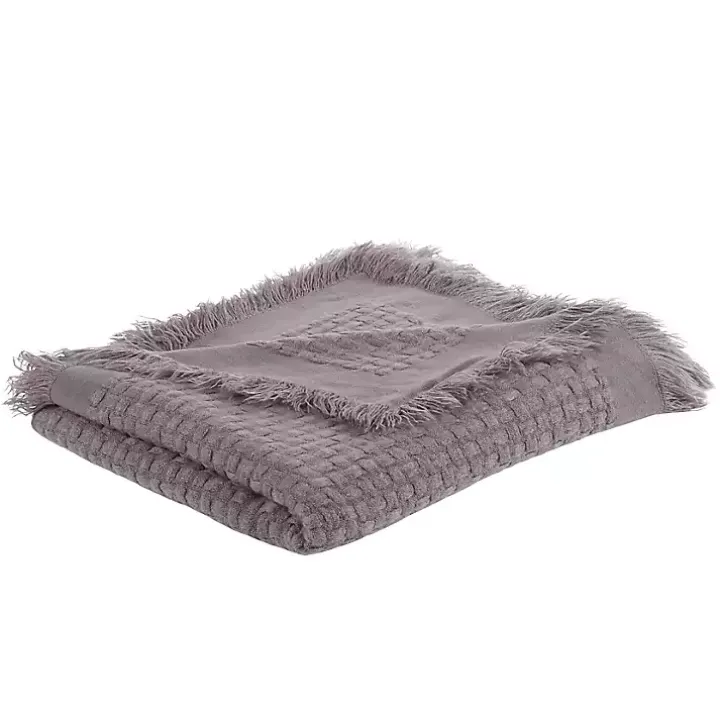 Gray Waffle Weave Throw Blanket