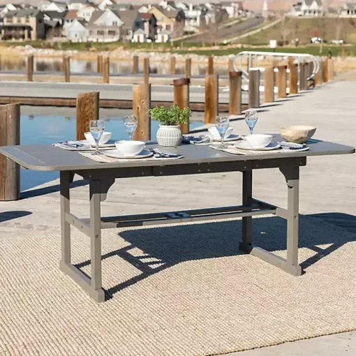 Gray Wash Extendable Outdoor Dining Table