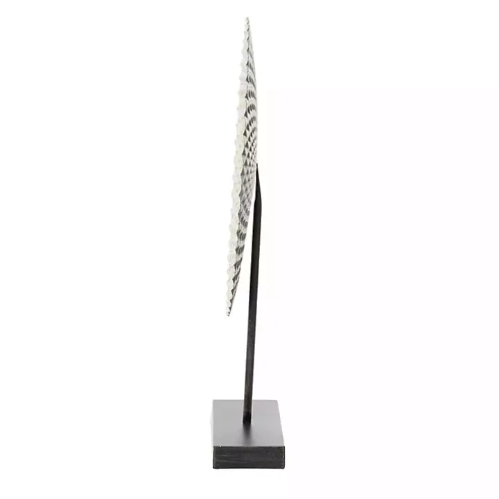 Gray White Gold Carved Mandala Metal Sculpture