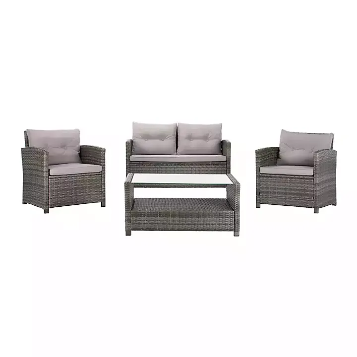 Gray Wicker 4-pc. Deluxe Outdoor Living Set