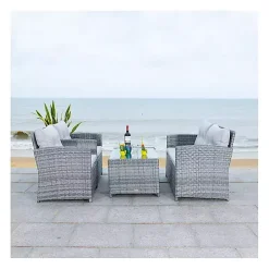 Gray Wicker 4-pc. Deluxe Outdoor Living Set