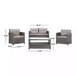Gray Wicker 4-pc. Deluxe Outdoor Living Set