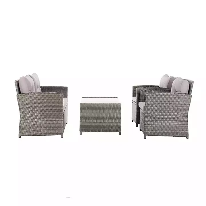 Gray Wicker 4-pc. Deluxe Outdoor Living Set