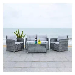 Gray Wicker 4-pc. Deluxe Outdoor Living Set