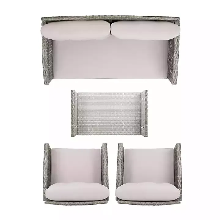 Gray Wicker 4-pc. Deluxe Outdoor Living Set