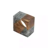 Gray Wood and Resin Square Napkin Rings, Set of 4