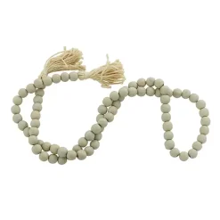 Gray Wood Beads Cream Tassel Garland