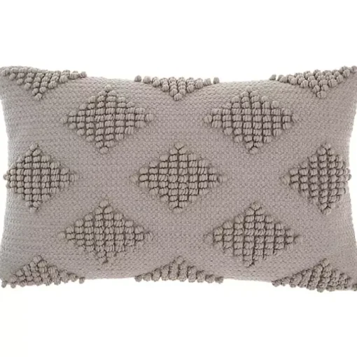 Gray Woven Diamonds Lumbar Pillow
