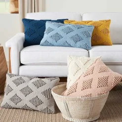 Gray Woven Diamonds Lumbar Pillow