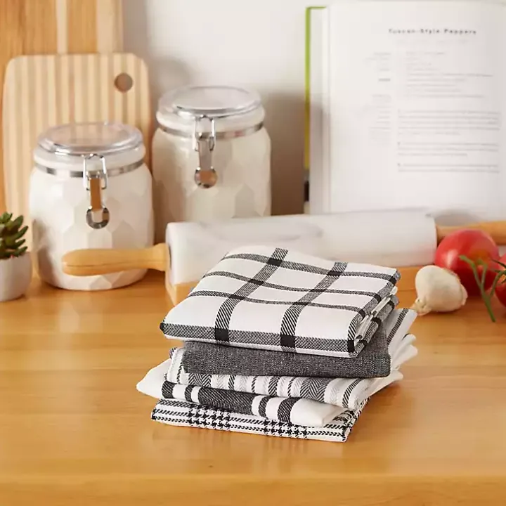 Gray Woven Dish Towels, Set of 5