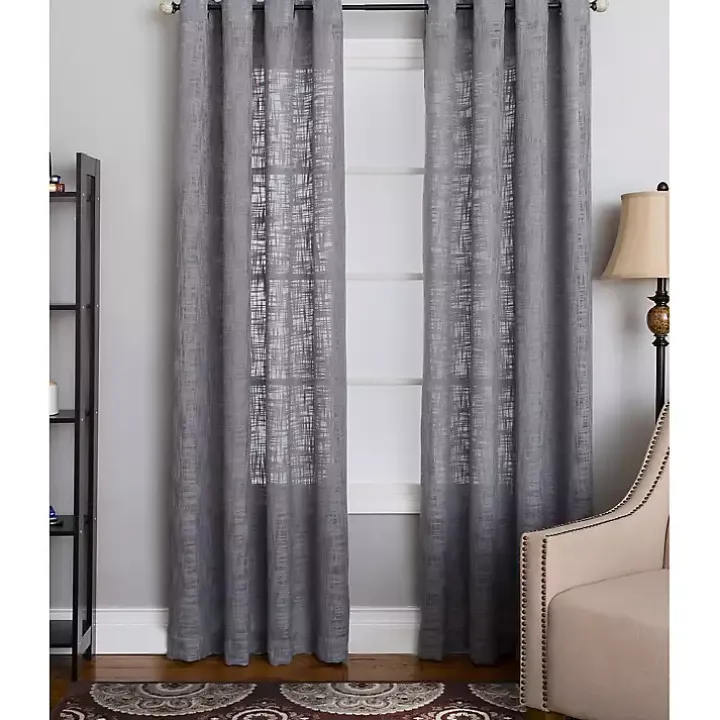 Gray Woven Single Curtain Panel, 84 in.