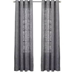 Gray Woven Single Curtain Panel, 84 in.