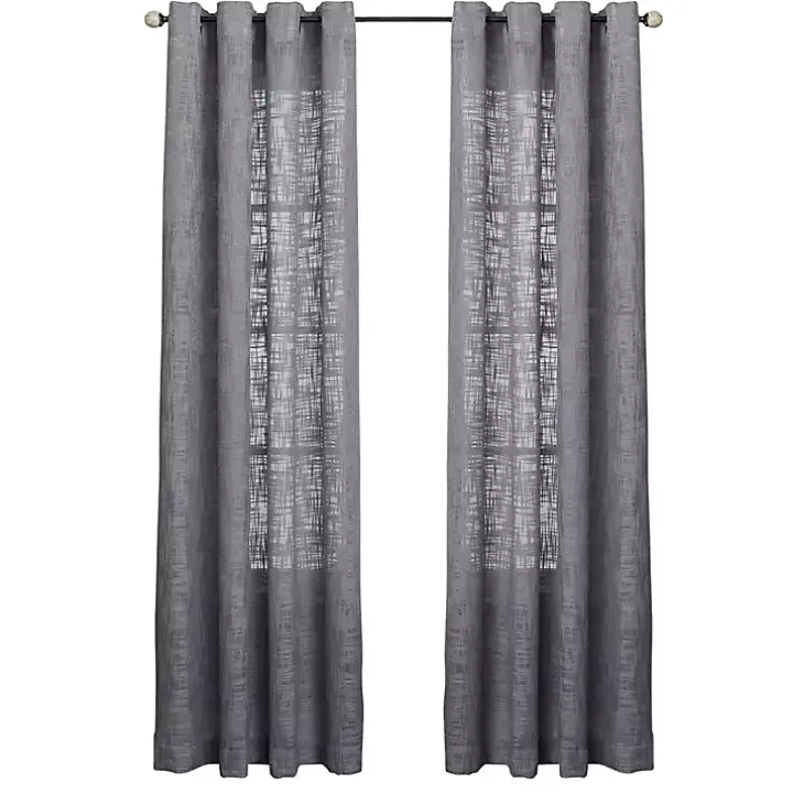 Gray Woven Single Curtain Panel, 84 in.