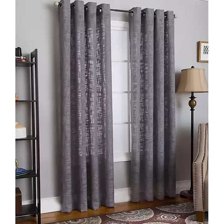 Gray Woven Single Curtain Panel, 84 in.