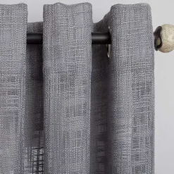 Gray Woven Single Curtain Panel, 84 in.