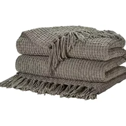 Gray Woven Waffle Knit Chenille Throw