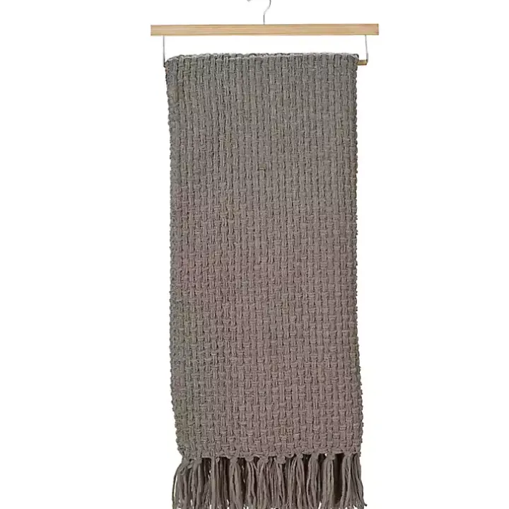 Gray Woven Waffle Knit Chenille Throw