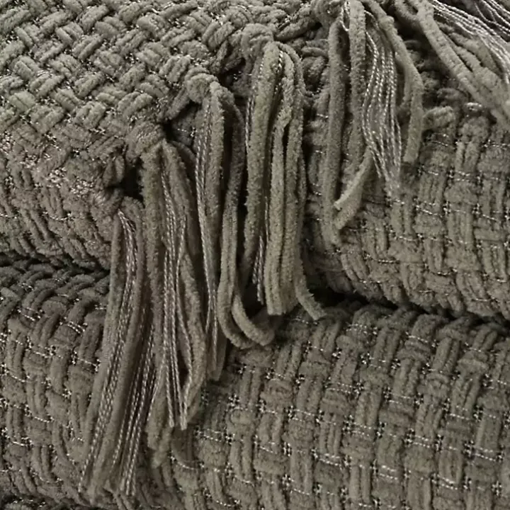 Gray Woven Waffle Knit Chenille Throw