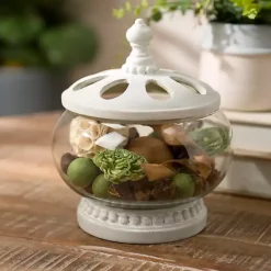 Graywash Beaded Glass Potpourri Jar, 11.5 in.