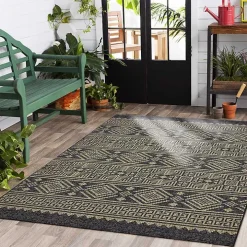 Greek Key Sun Shower Outdoor Area Rug, 5x8