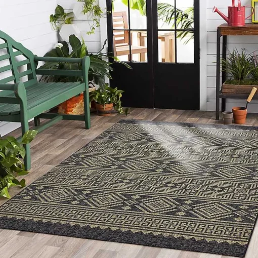 Greek Key Sun Shower Outdoor Area Rug, 5x8