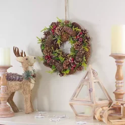 Green and Brown Pinecone Mini Wreath